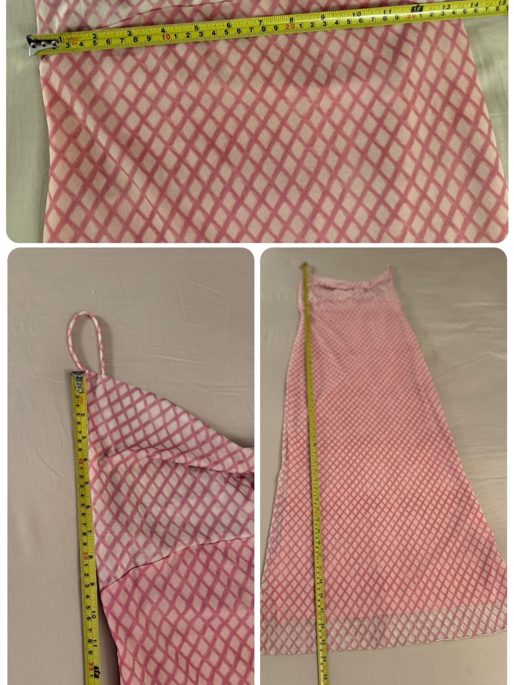 Zara Rose Pink Mesh Cowl Neck Maxi Dress Open Back Sheer Slip Dress Sz L - Picture 17 of 17